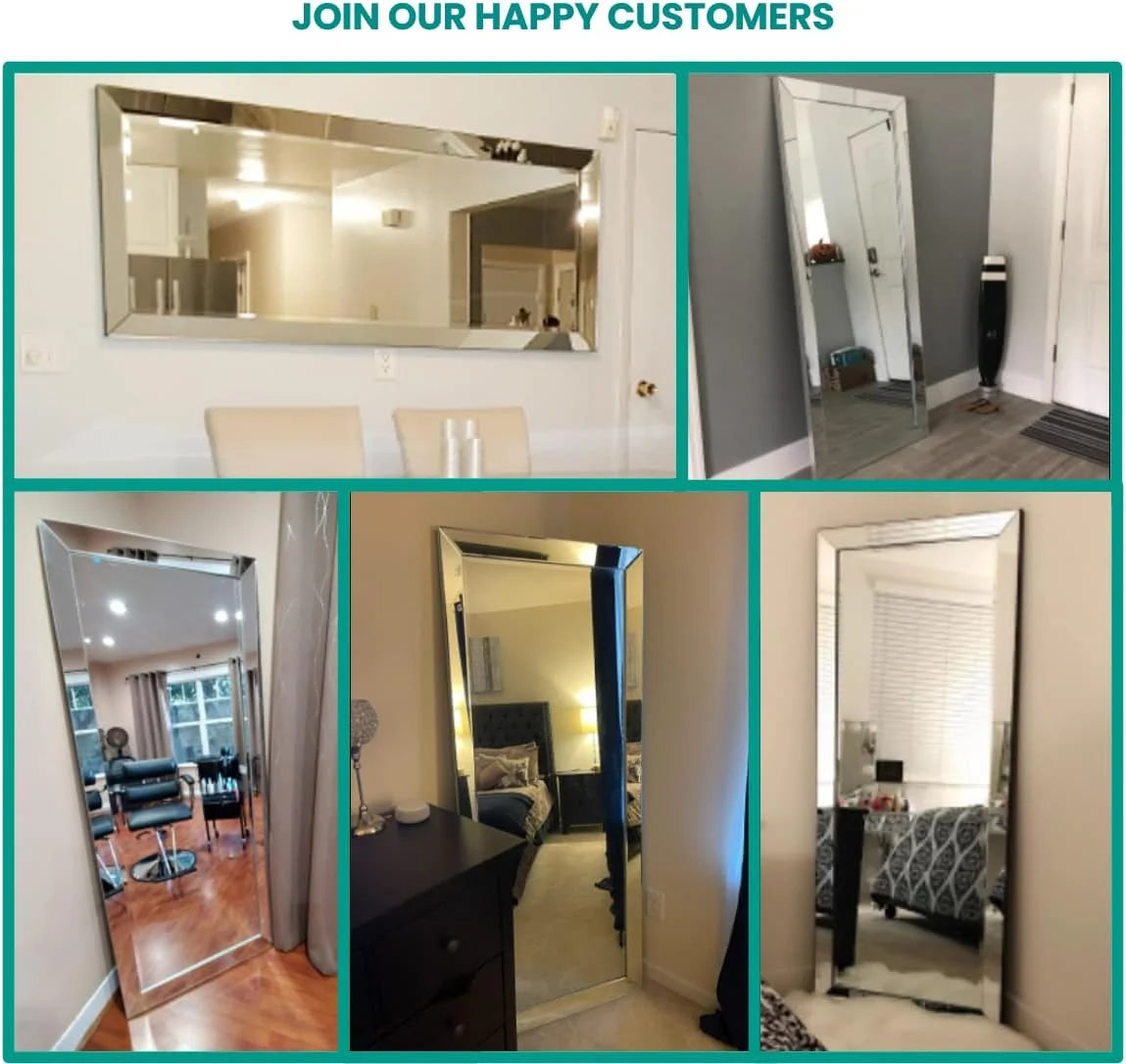 Mirrored Bevel Floor Mirror 70" X 30" by