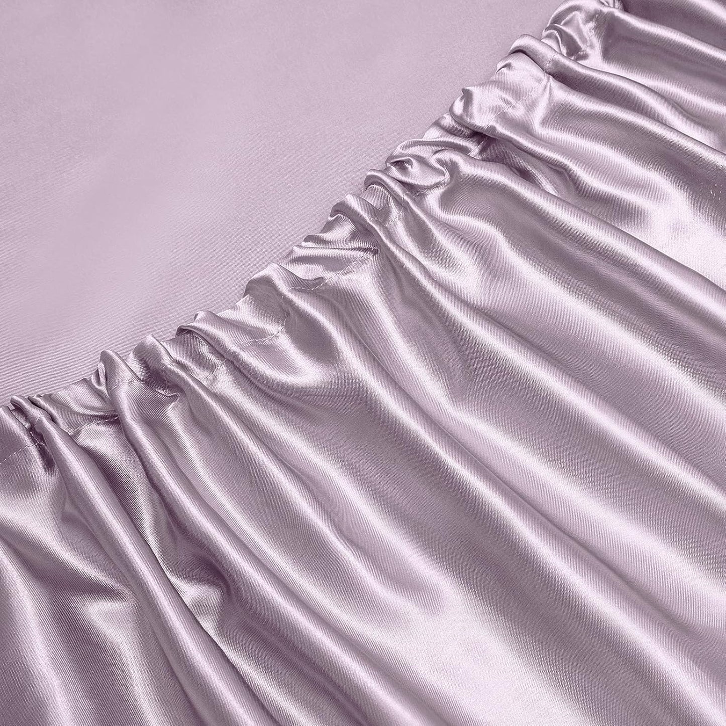 Satin Sheets Full Size Set - Luxury Lavender Satin Sheet Set, Fitted with Deep Pockets + Flat Sheet + 2 Pillowcases