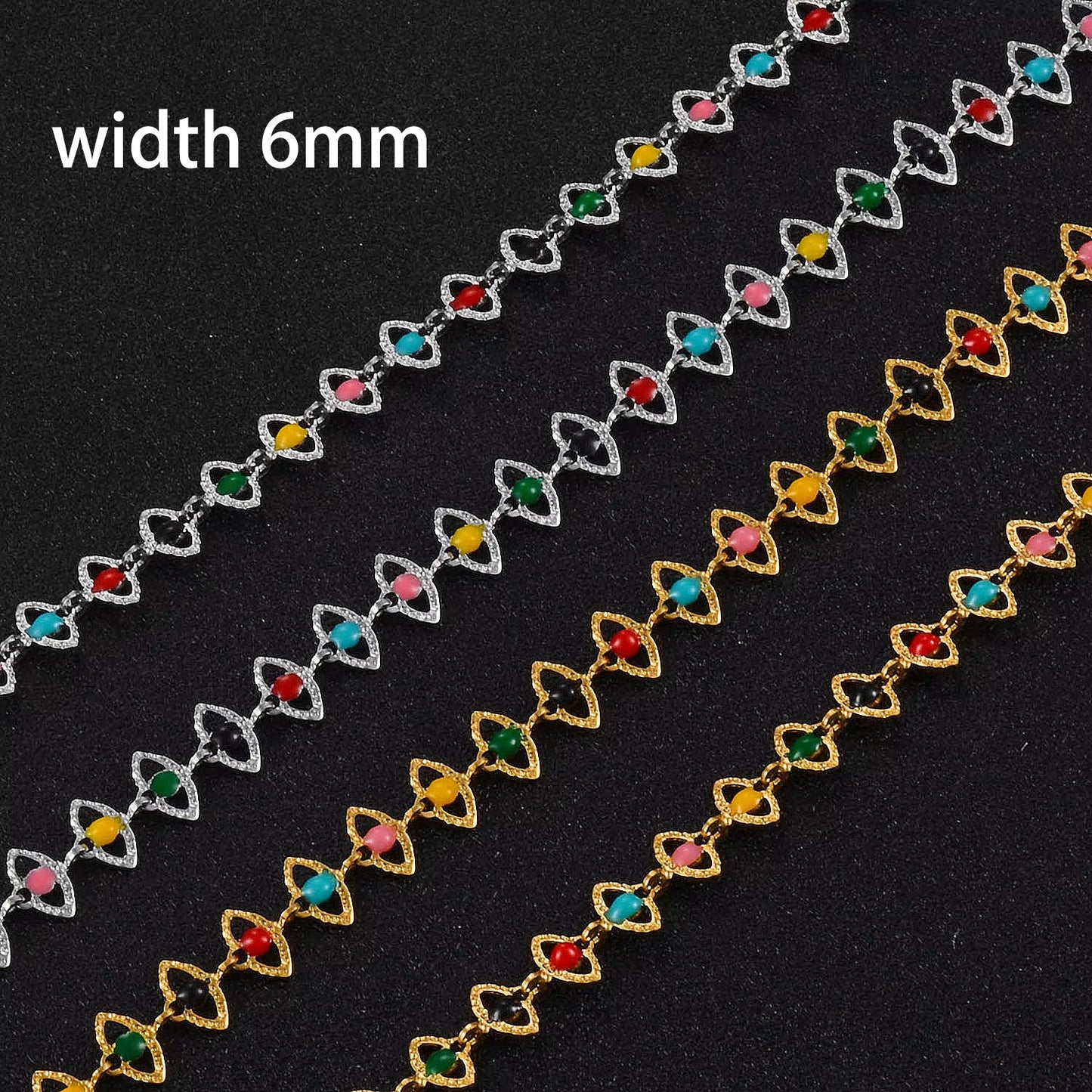 Stainless Steel Hand Chain Bracelet Color Eye Shape Creative DIY High Quality Men'S and Women'S Jewelry