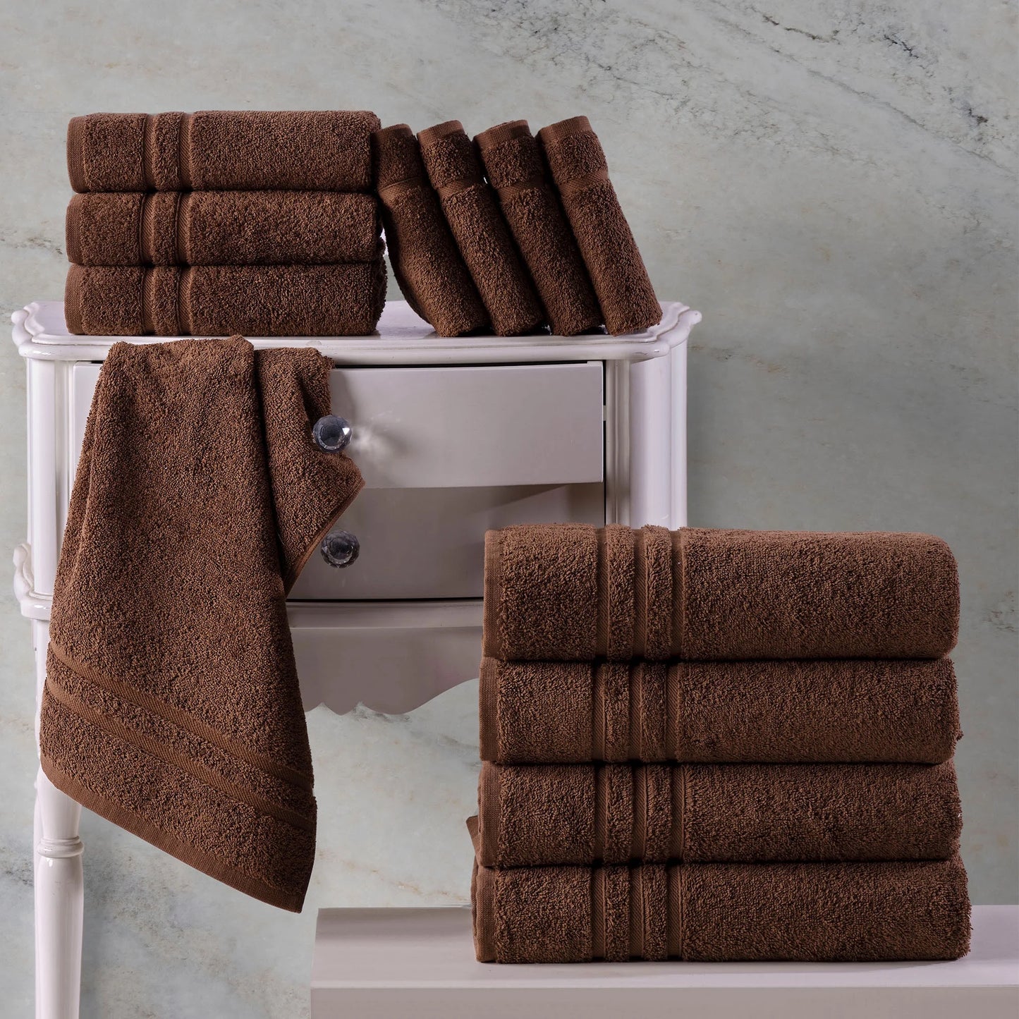 Jumbo Large Bath Sheets Towels 2 Pack Soft and Absorbent, 100% Cotton Towels (Brown, Bath Sheet)