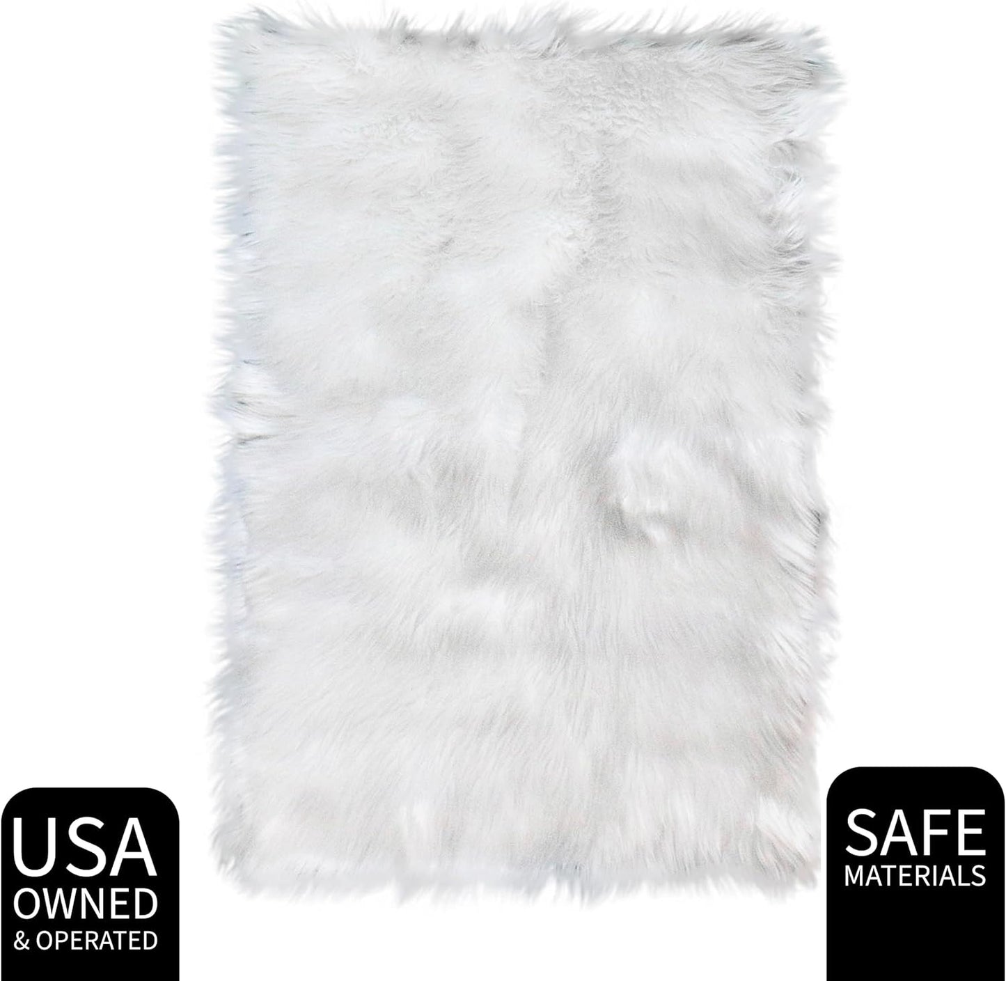 Ultra Soft & Fluffy Faux Sheepskin Rug, White 4 X 6 Feet Carpet for Bedroom Living Room