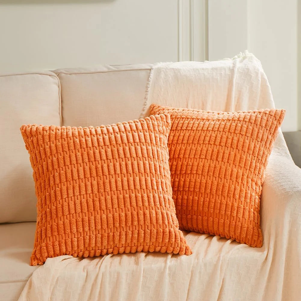 Fall Pillow Covers Decorative Throw Pillow Covers 18X18 Inch Soft Boho Striped Fall Pillow Covers Modern Farmhouse Home Decor for Sofa Living Room Couch 2 Pack