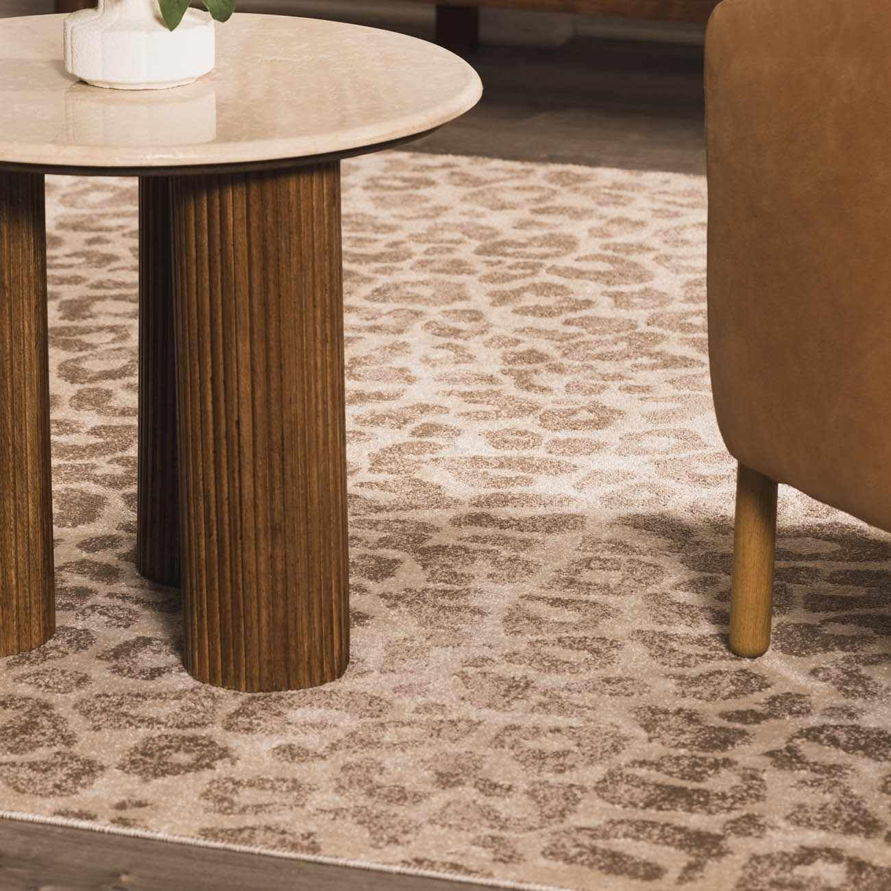Bonhill Modern Animal Print Area Rug for Living Room, Bedroom, Dining Room - Bohemain Leopard Print Carpet - Tan, Terracota, Brown, Beige, Ivory - 8'10" X 12'