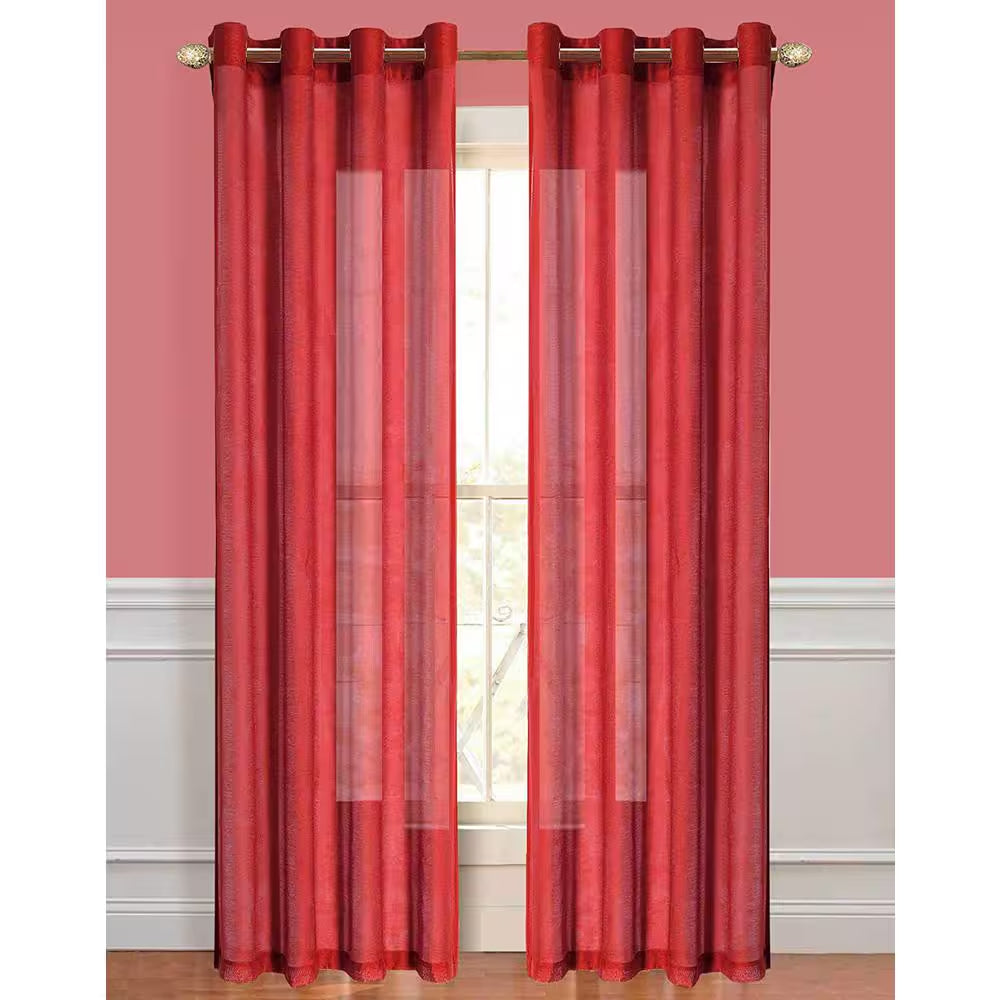 Red Extra Wide Grommet Sheer Curtain - 55 In. W X 84 In. L
