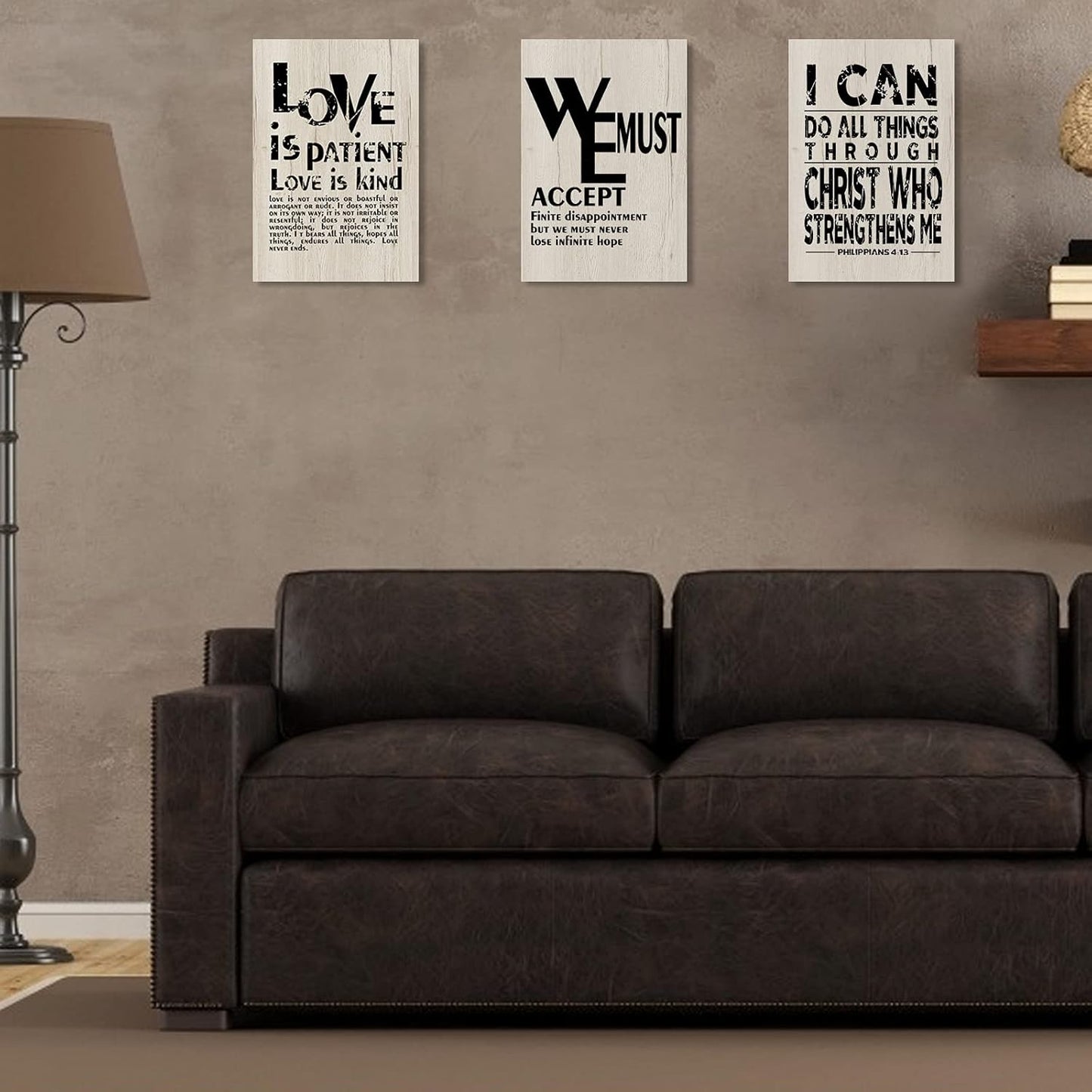 USA Design Wooden Inspirational Wall Art Scripture Decorative Sign Christian Motivational Prints Home Farmhouse Retro Poster Office Room Bedroom Decorations (I Can Do All Things)