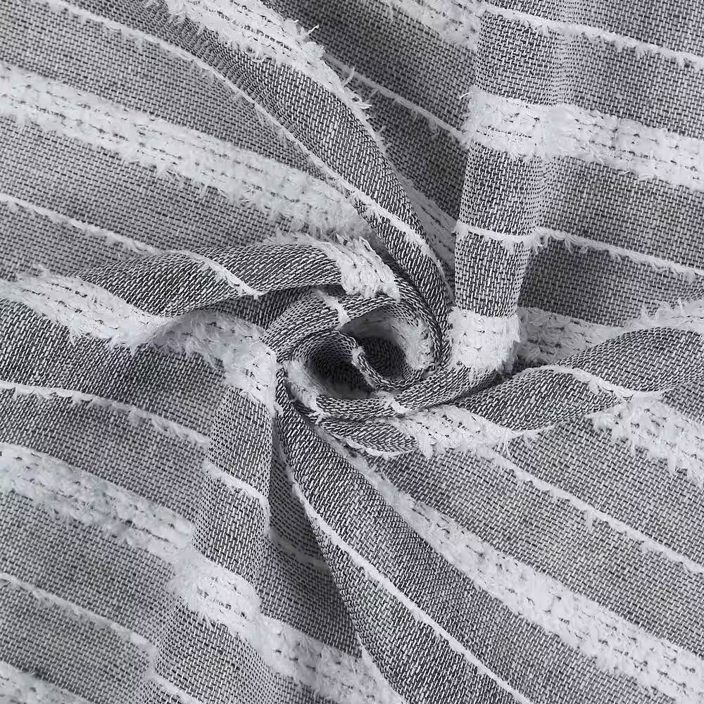 Daniella 72 In. W X 70 In. L Linen Look Polyester Shower Curtain in Gray
