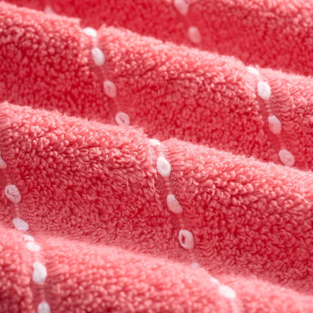 Luxurious Plush 6-Piece Pink Coral Striped 100% Cotton Bath Towel Set