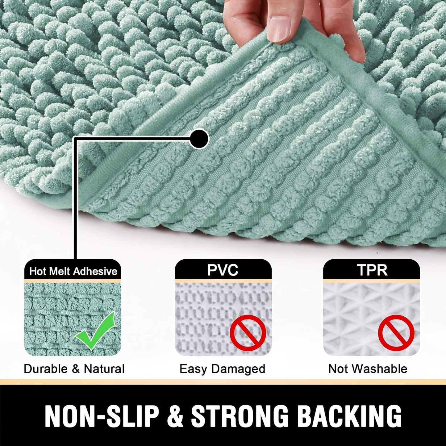Bathroom Rugs Bath Mat Bath Rugs Bath Mats for Bathroom Non Slip Extra Thick Buncy Soft Chenille Bath Rug Fulffy Shag, Indoor Rug Carpet for Entry Living Room (Aqua Foam, 20" X 32")