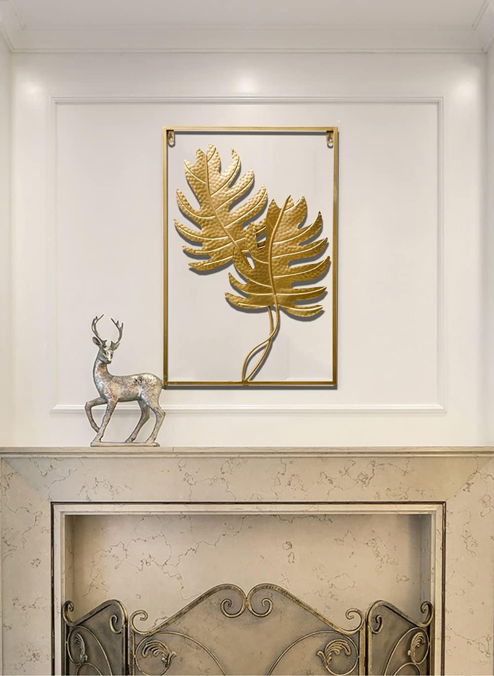 Gold Metal Wall Decor, 16" X 24" Gold Metal Leaf Wall Art, Wall Sculptures for Living Room, Home, Dining Room