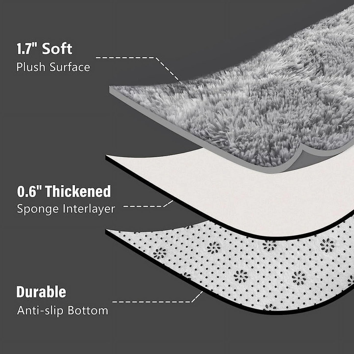Shag Geometric Area Rug Plush Fluffy Rugs Soft Moroccan Carpets for Bedroom Living Room Home Decor Mat,6'X9',Light Grey/White