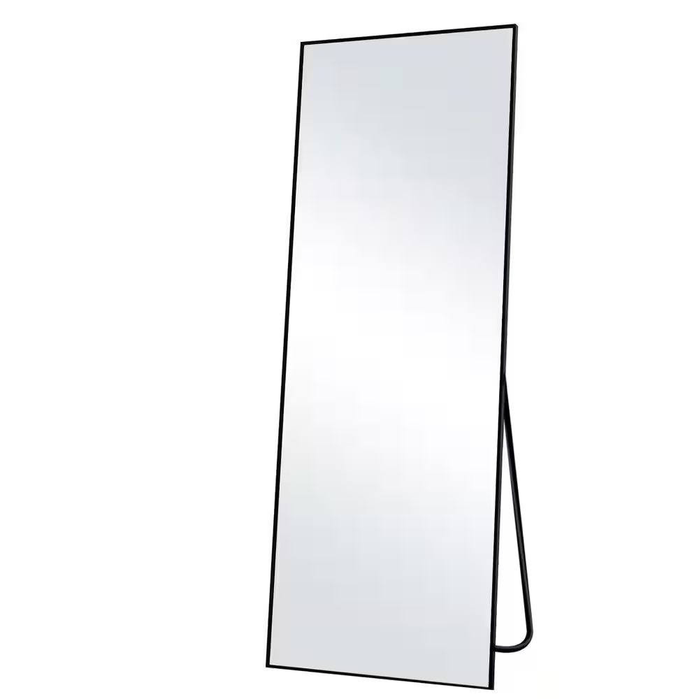 21 In. W X 63 In. H Rectangular Black Aluminum Alloy Framed Full Length Mirror Standing Floor Mirror