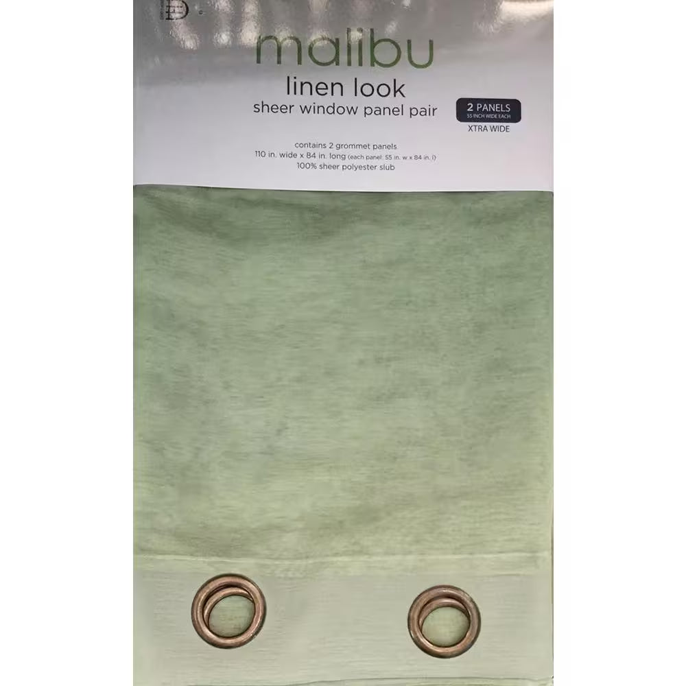 Sage Extra Wide Grommet Sheer Curtain - 55 In. W X 84 In. L