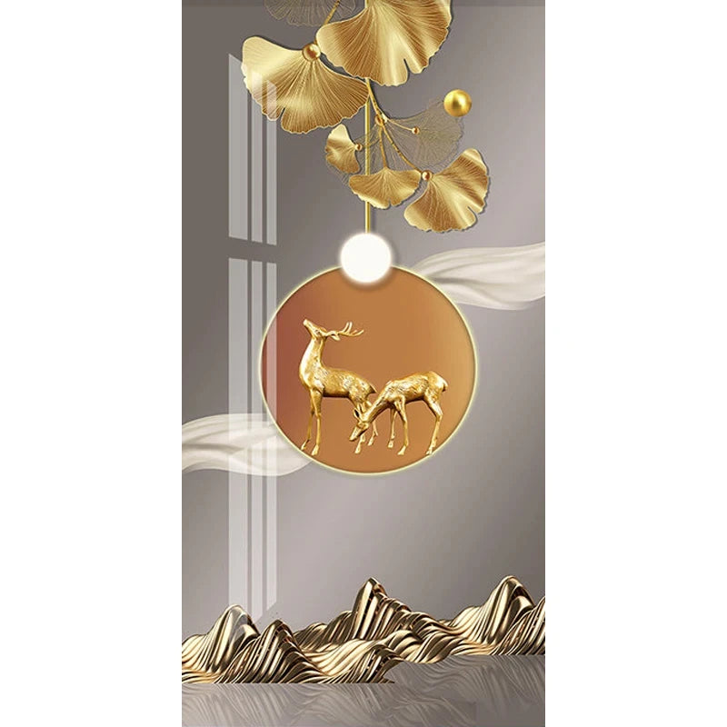 Nordic Style Golden Deer Tree Canvas Poster Prints Luxurious Wall Art Modern Canvas Paintings for Your Living Room Home Decor