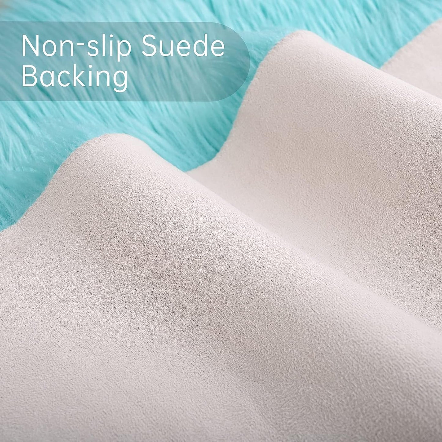 Fluffy Faux Fur Sheepskin Rugs Luxurious Wool Area Rug for Kids Room Bedroom Bedside Living Room Office Home Decor Carpet (3Ft X 5Ft, Light Blue)