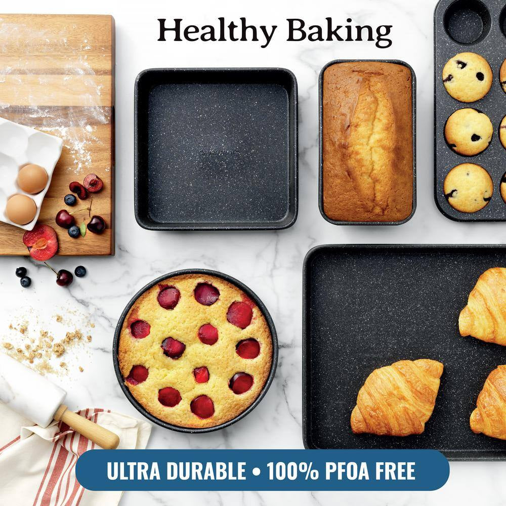 15-Piece Aluminum Ultra-Durable Non-Stick Diamond Infused Cookware and Bakeware Set in Red
