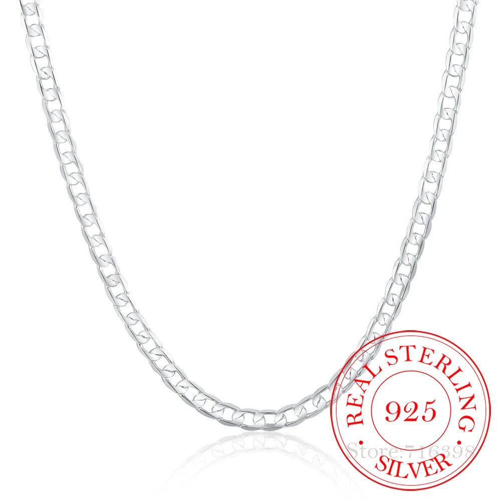 6MM 16Inch-24Inch Curb Chain Necklaces Silver Jewelry Men Necklace 925 Sterling Silver Necklace Colar Men Jewelry Accessories