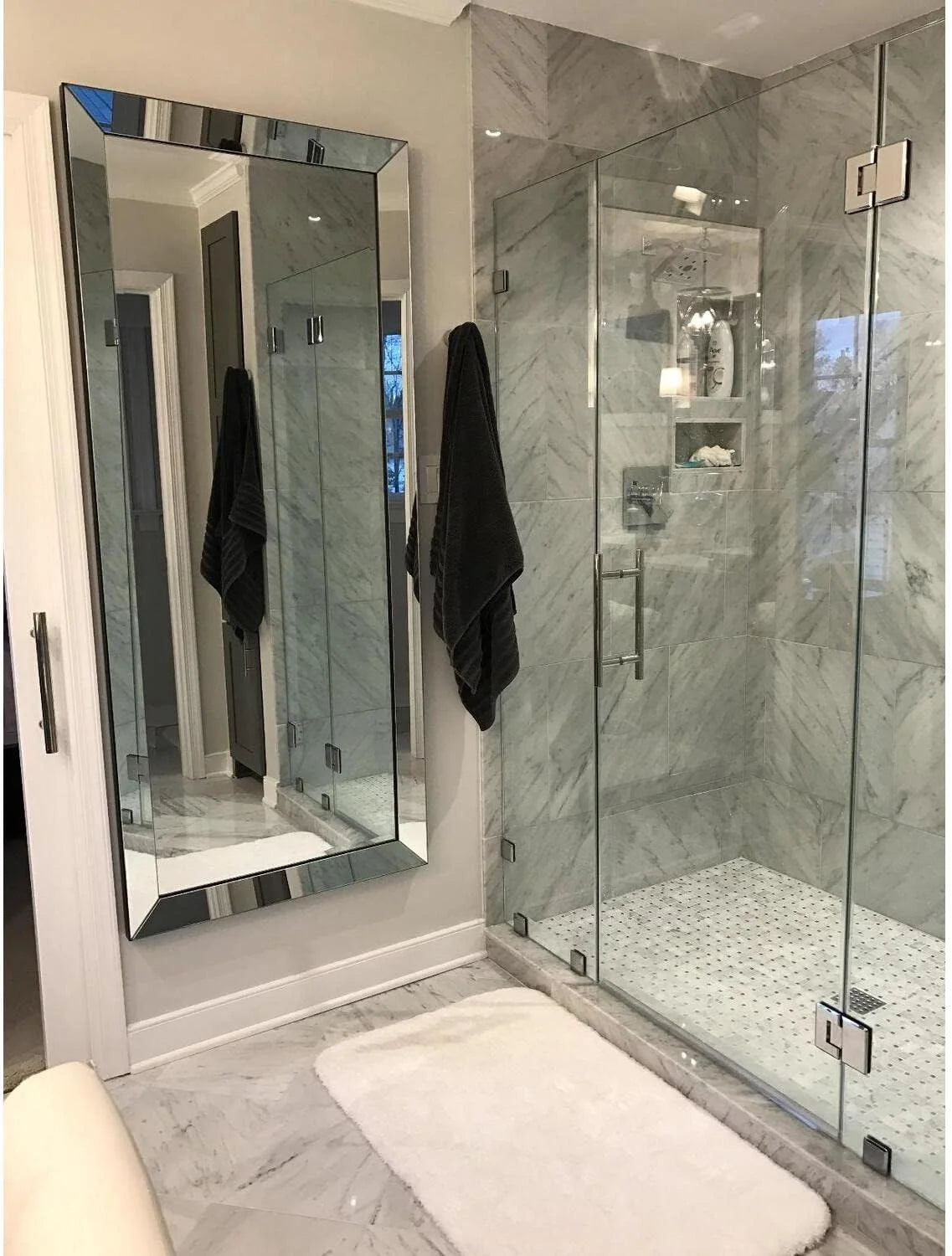 Mirrored Bevel Floor Mirror 70" X 30" by