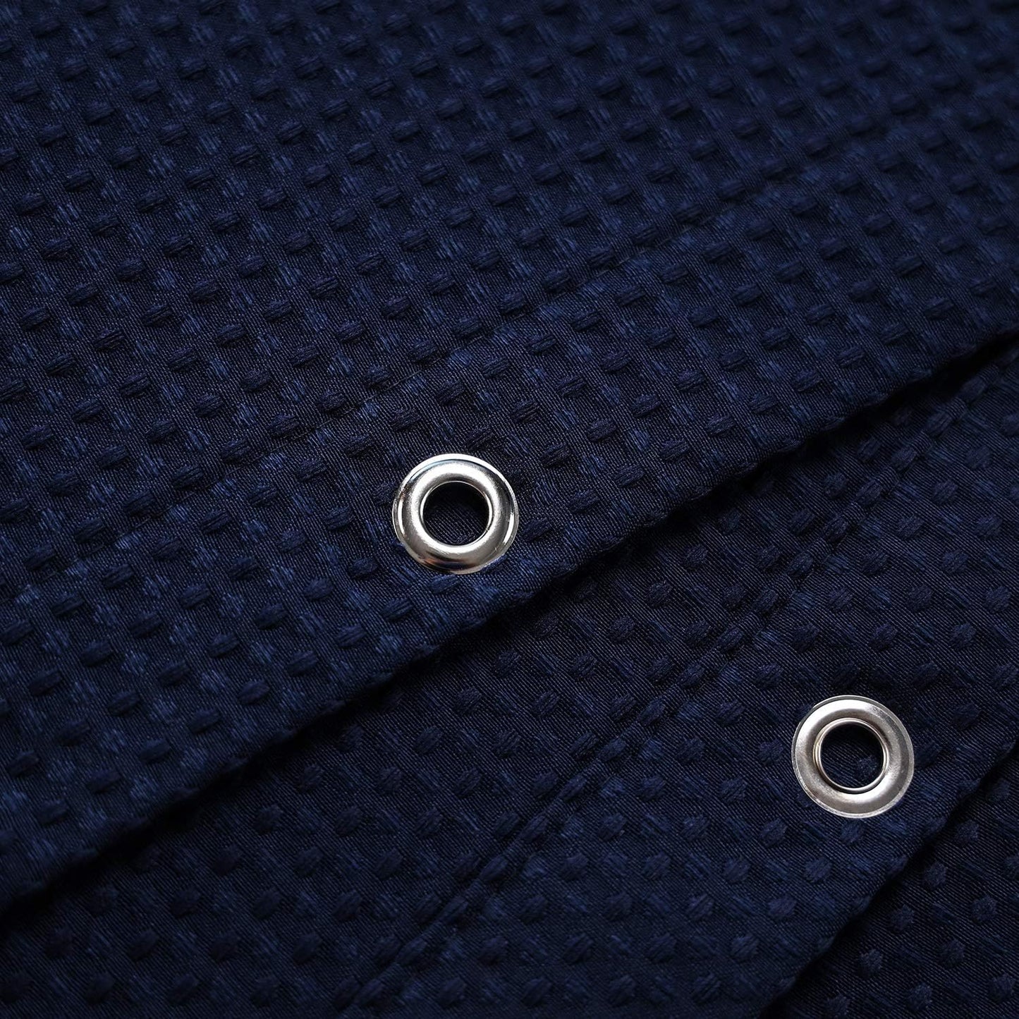 Waffle Weave Shower Curtain Hotel Luxury Spa, 230 GSM Heavy Duty Fabric, Water Repellent, Navy Blue, 71X72 Inch