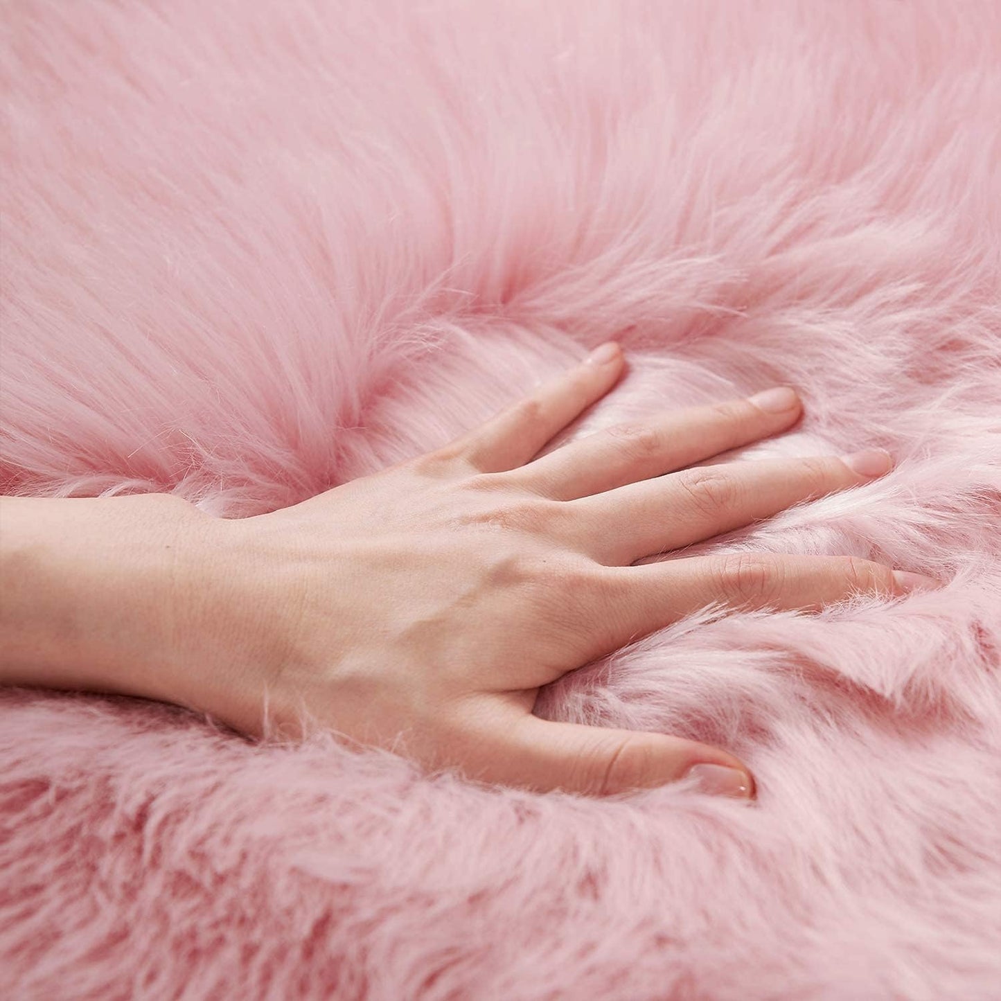 Ultra Soft Faux Fur Area Rug Pink Fluffy Rug Plush Chair Cover Seat Pad Fuzzy Carpet Furry beside Rugs for Bedroom Floor Sofa Living Room 2X4 Feet (Rectangular,Pink)