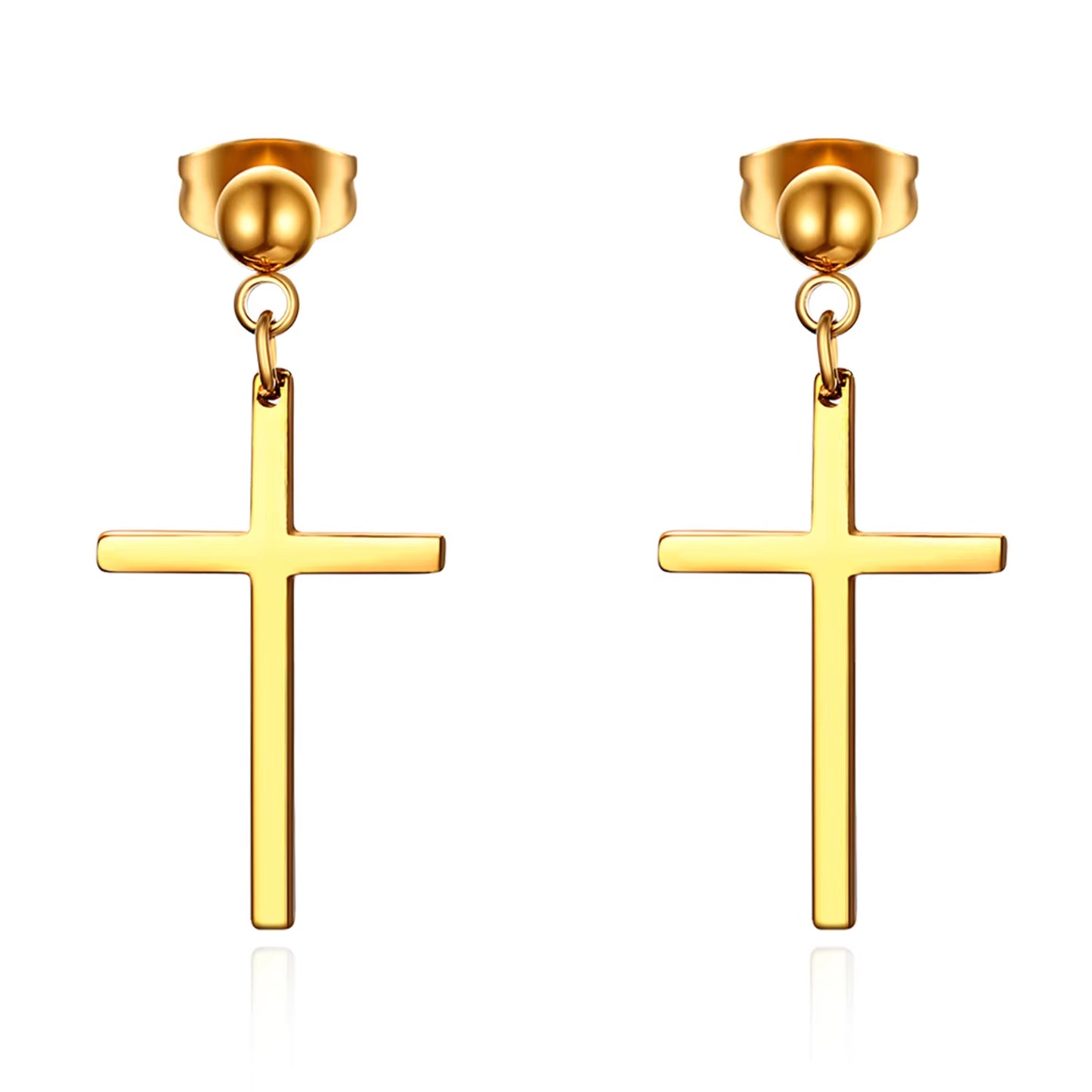 Trendy Men Pearl Cross Earrings Stainelss Steel Silver Color Earring for Female 1Pairs Bijoux Jewelry Aros Mujer Oreja