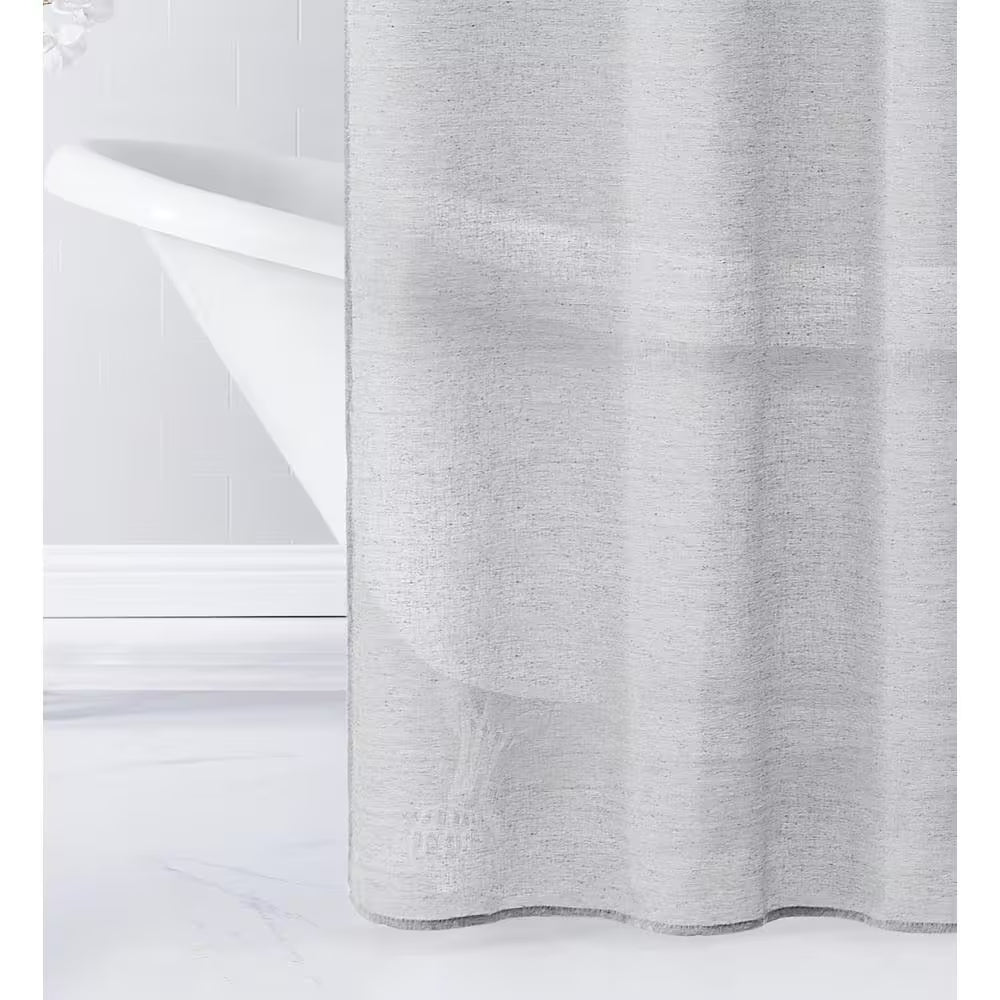 Daniella 72 In. W X 70 In. L Linen Look Polyester Shower Curtain in Gray