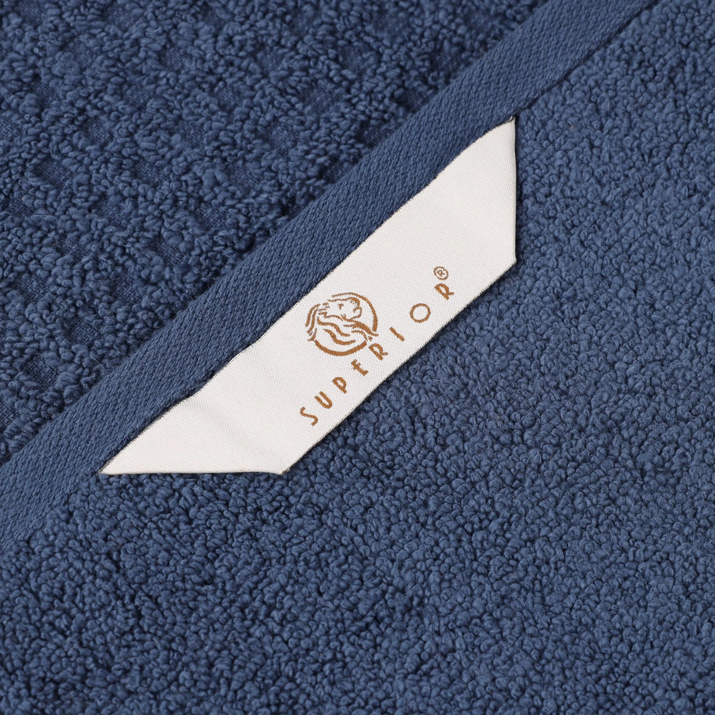 Zero Twist Cotton Waffle Border 3-Piece Towel Set, Denim Blue