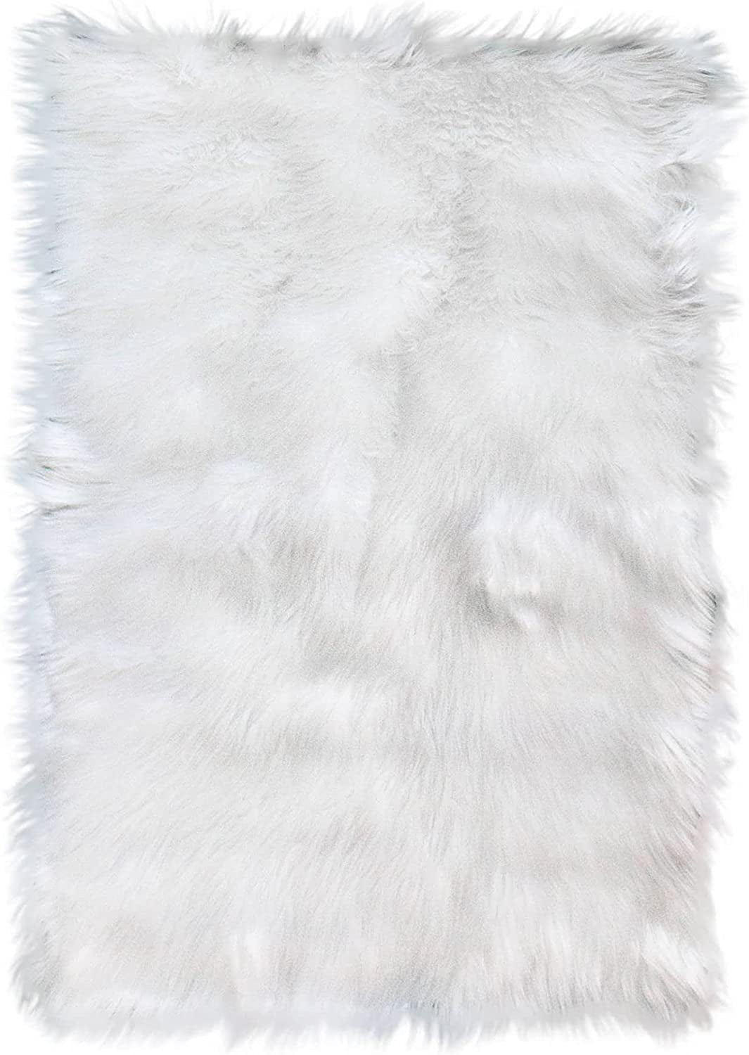 Ultra Soft & Fluffy Faux Sheepskin Rug, White 4 X 6 Feet Carpet for Bedroom Living Room