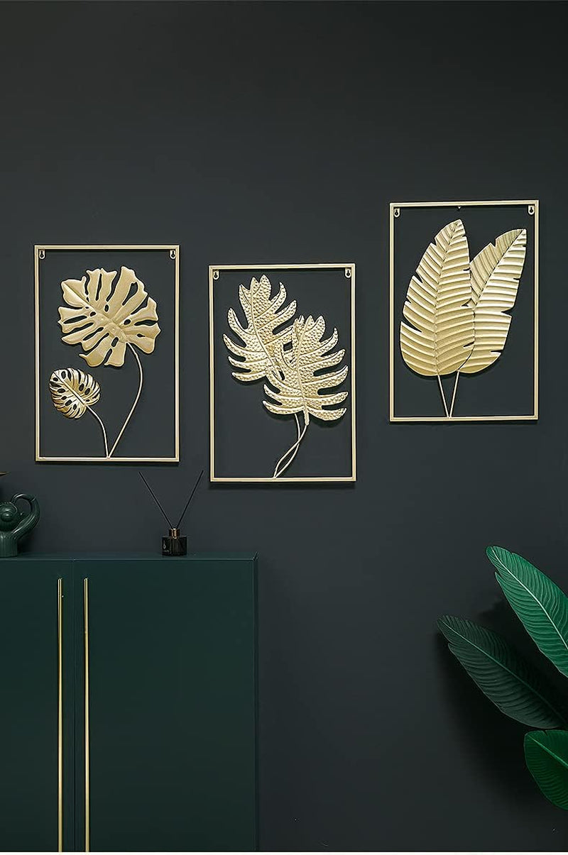 Gold Metal Wall Decor, 16" X 24" Gold Metal Leaf Wall Art, Wall Sculptures for Living Room, Home, Dining Room
