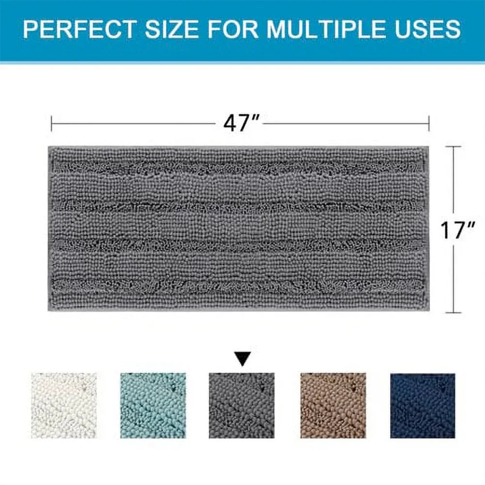 Vibrant Striped Bath Rug, Absorbent, Machine Washable, Pack of 2 (20"" X 32""/17"" X 24"") Gray