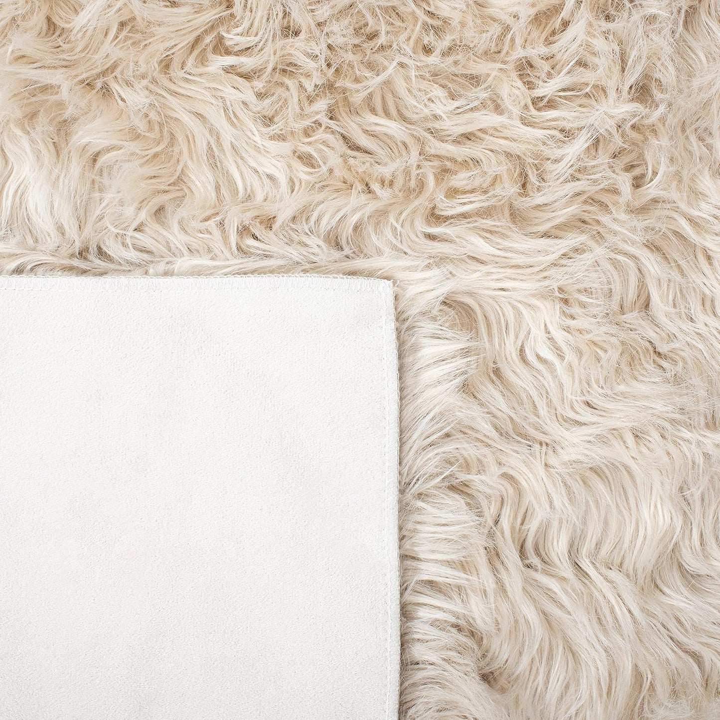 Faux Sheep Skin Collection 2' X 3' Beige FSS235K Silken Glam 2.35-Inch Thick Accent Rug