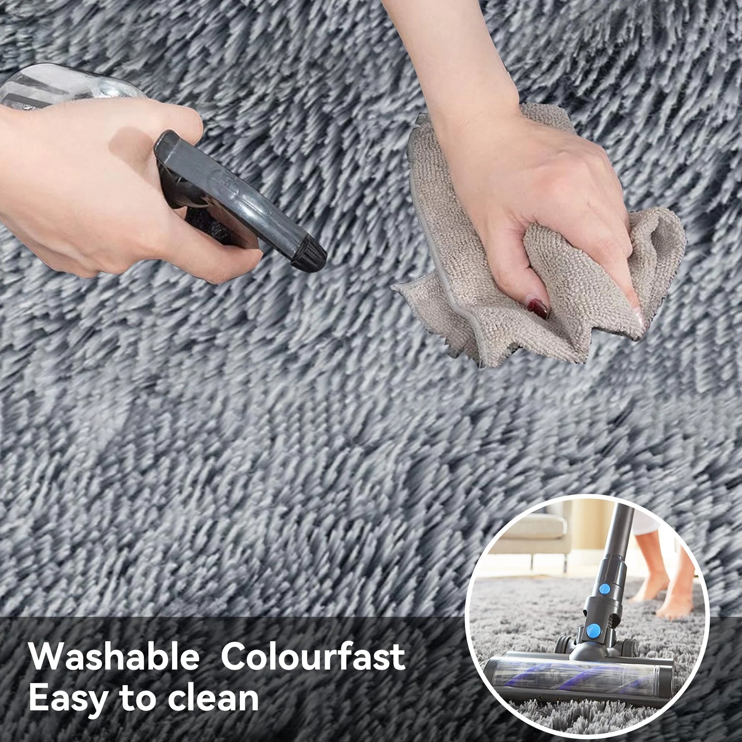 Fluffy Rugs, 8Ft X 10Ft Shaggy Rugs for Living Room Bedroom, Area Rug for Indoor Home Floor Carpet Mat Silver Gray