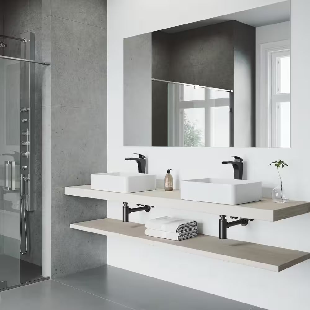 Jasmine Modern White Matte Stone 18 In. L X 15 In. W X 5 In. H Rectangular Vessel Bathroom Sink