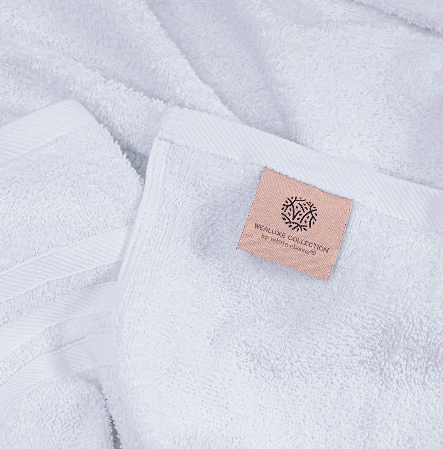 12 Piece Bath Towel Set for Bathroom - Wealuxe Collection 2 Bath Towels, 4 Hand Towels, 6 Washcloths 100% Cotton Soft and Plush Highly Absorbent, Soft Towel for Hotel & Spa - White