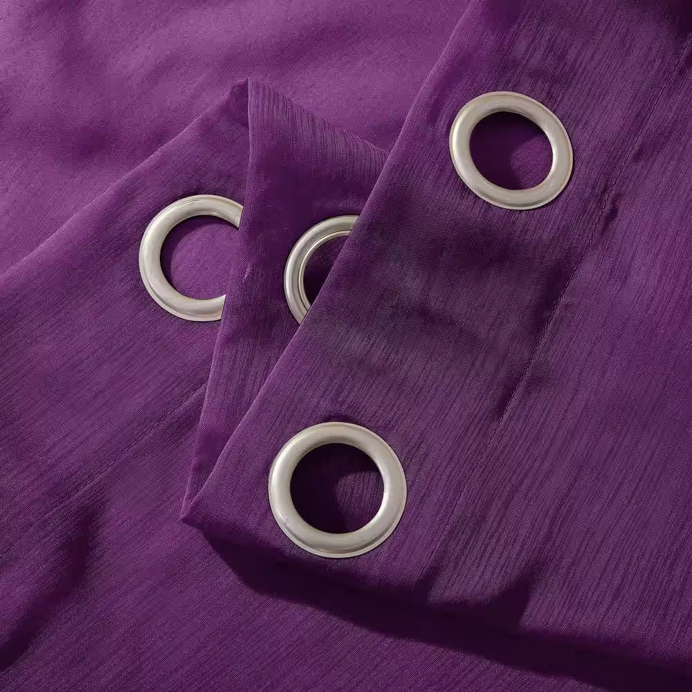 Purple Solid Grommet Sheer Curtain - 55 In. W X 84 In. L (Set of 2)