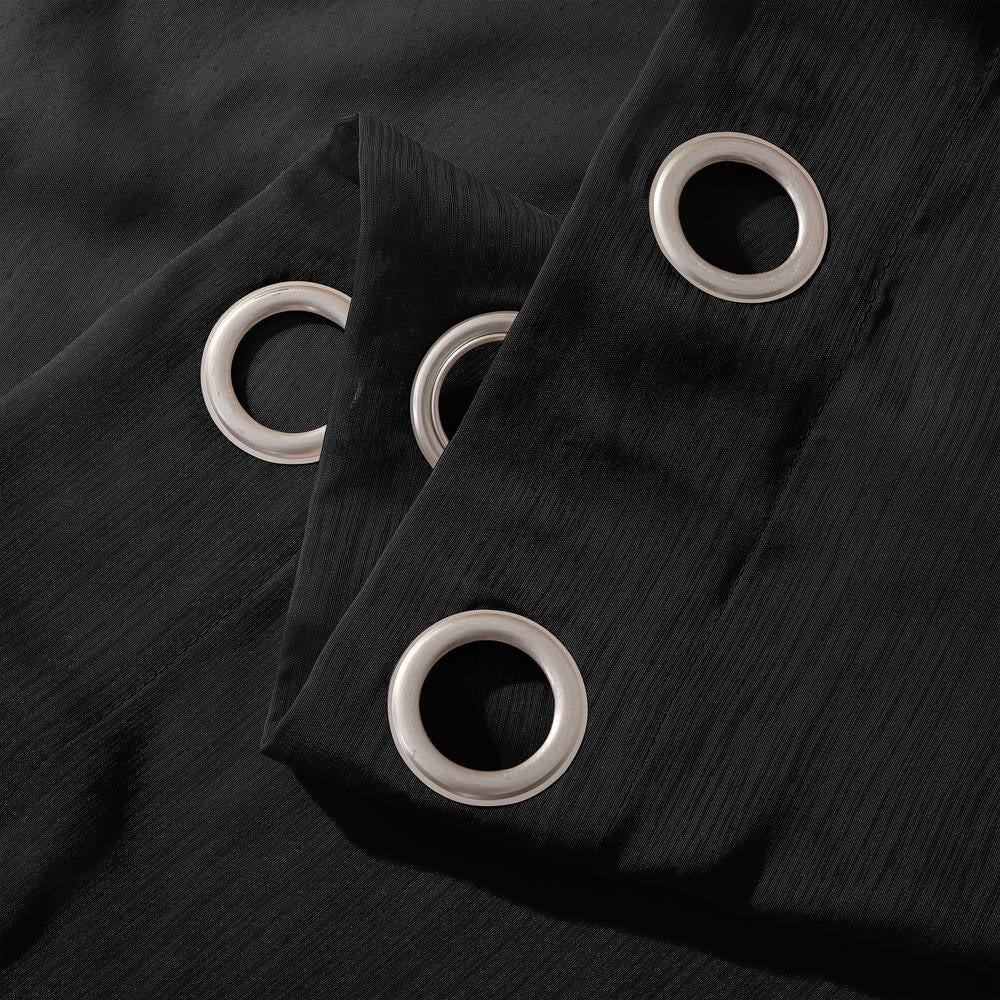 Black Solid Grommet Sheer Curtain - 55 In. W X 84 In. L (Set of 2)