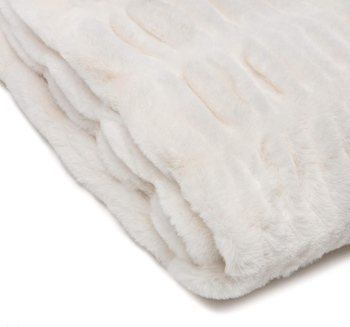 Premium Ruched Faux Fur Throw Blanket - Luxurious, Soft Reversible Mink Blanket - 50" X 65” - Cloud