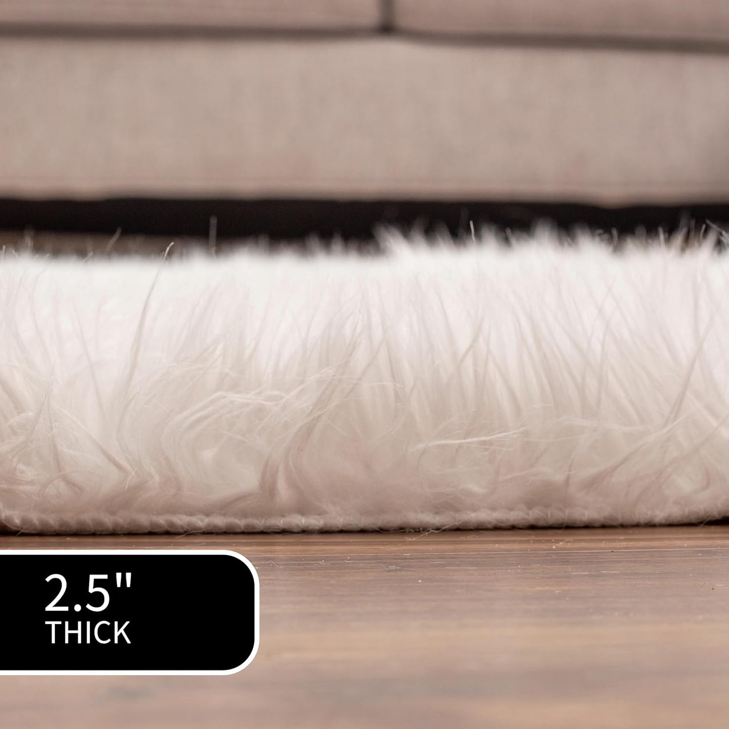 Ultra Soft & Fluffy Faux Sheepskin Rug, White 4 X 6 Feet Carpet for Bedroom Living Room