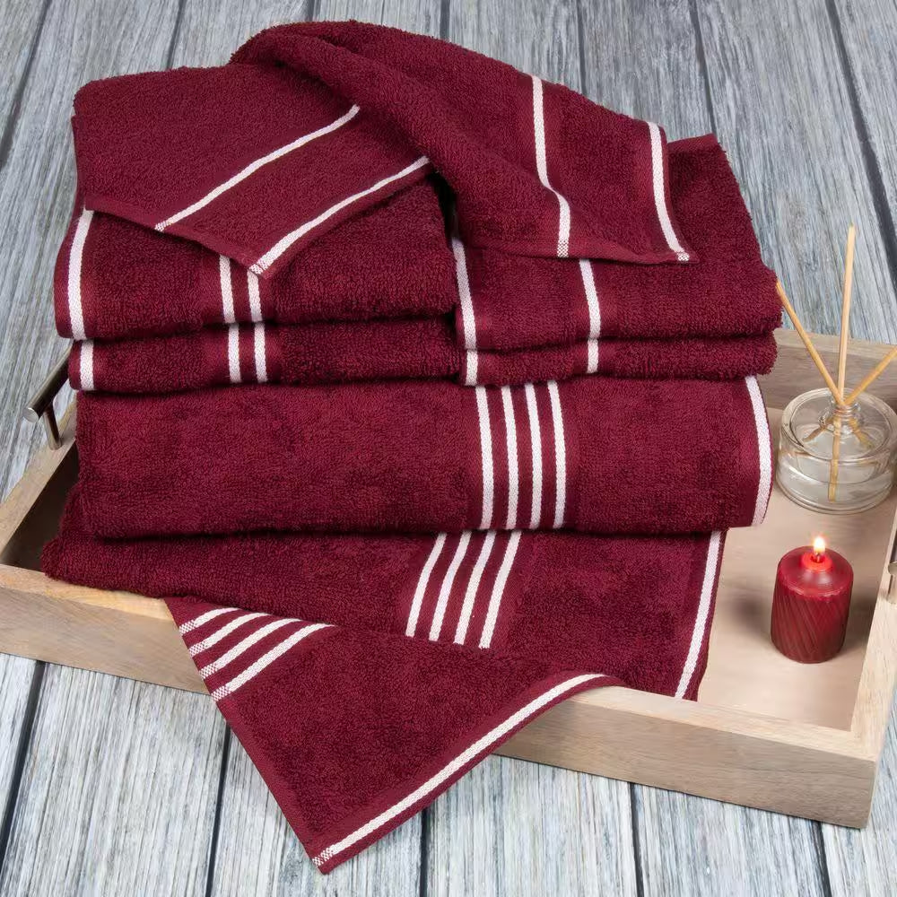 Rio 8-Piece Red Solid Cotton Bath Towel Set