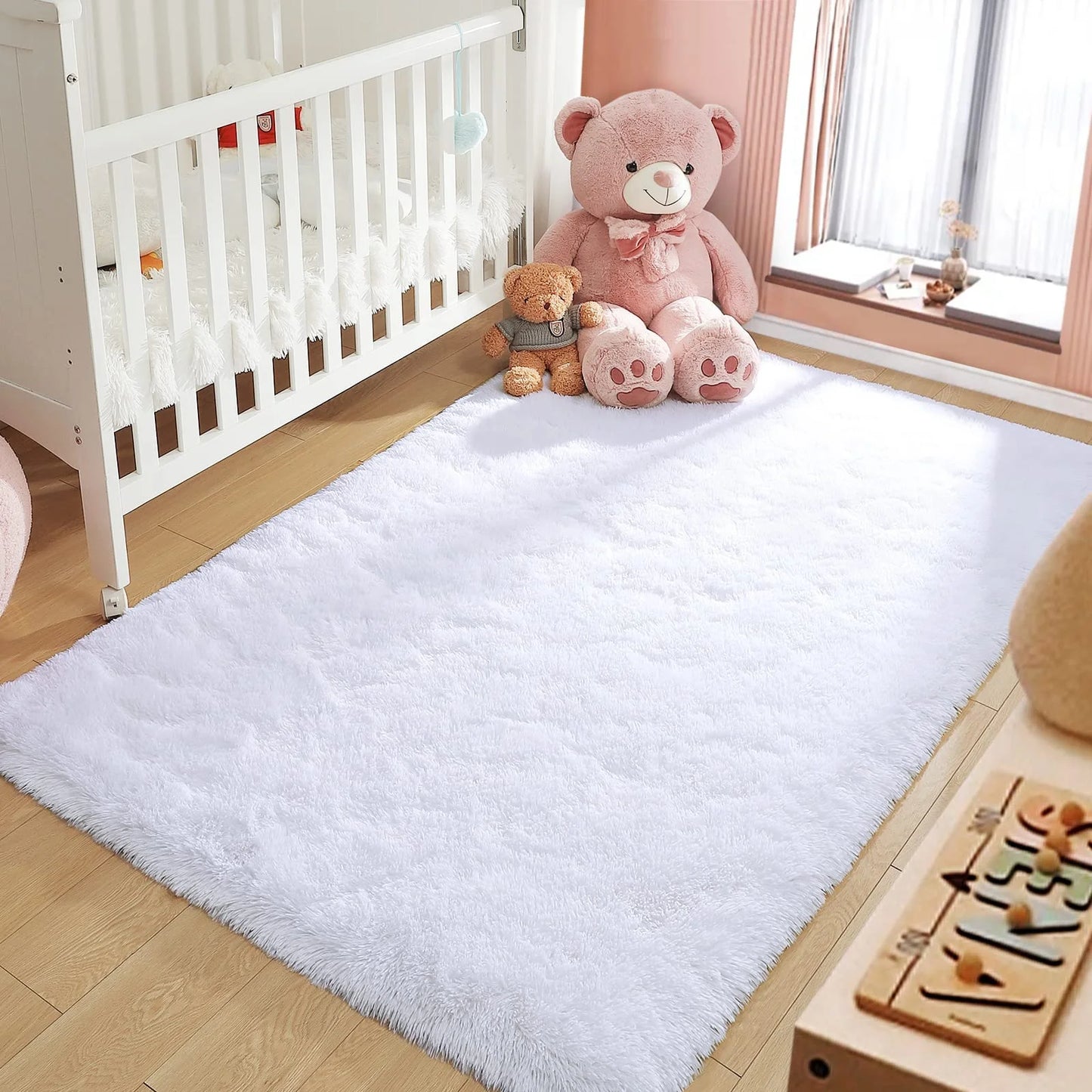 Luxury Fluffy Rugs Ultra Soft Shag Rug for Bedroom Living Room Kids Room,6'X9',White