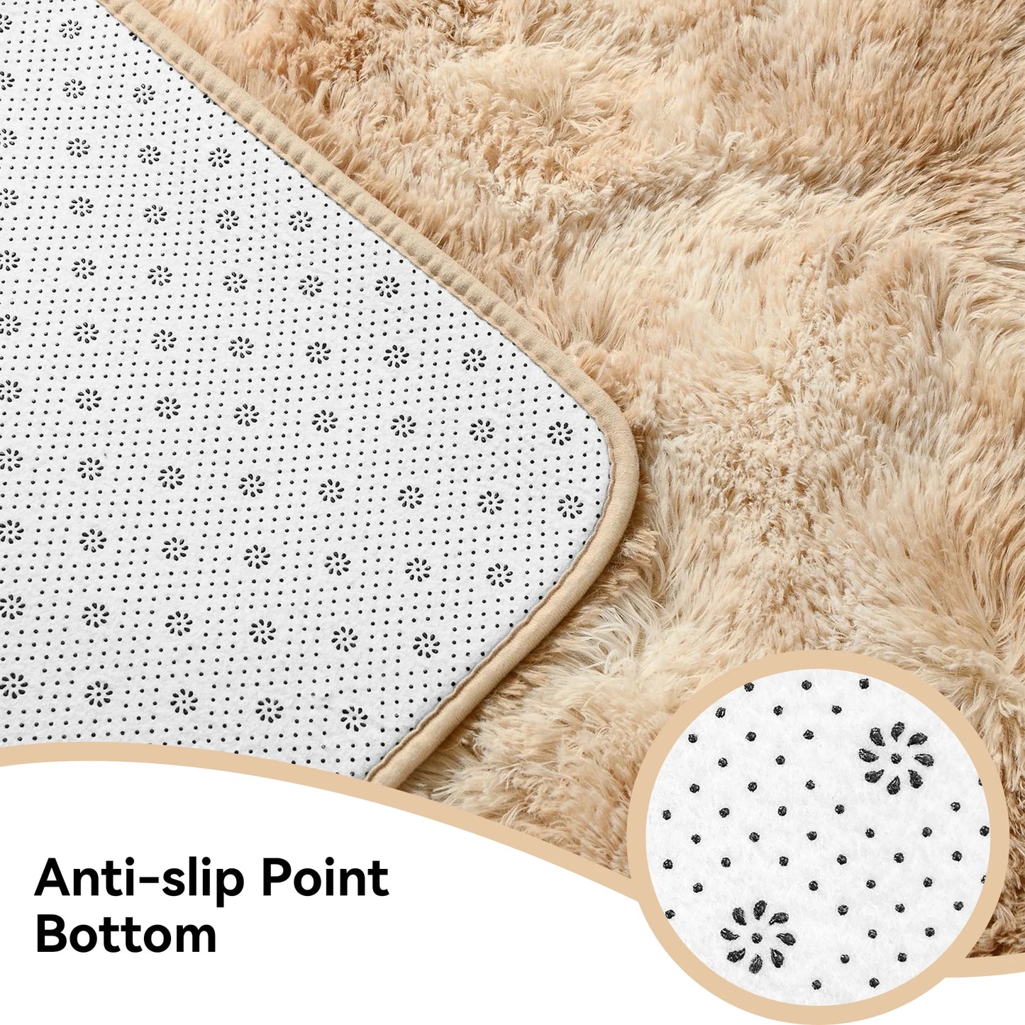 Area Rugs, 6Ft X 9Ft Shaggy Area Rugs for Living Room Bedroom, Soft Fluffy Rugs & Plush Decorative Rug for Indoor Home Floor Carpet Mat Khaki
