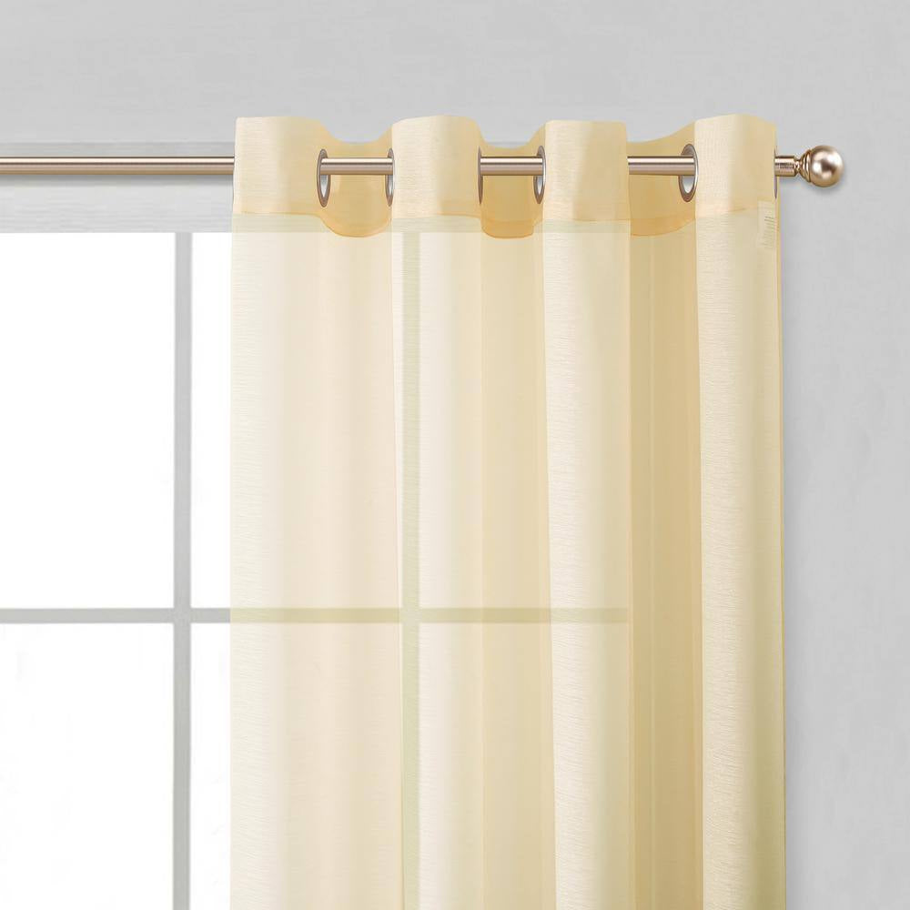 Beige Extra Wide Grommet Sheer Curtain - 55 In. W X 84 In. L
