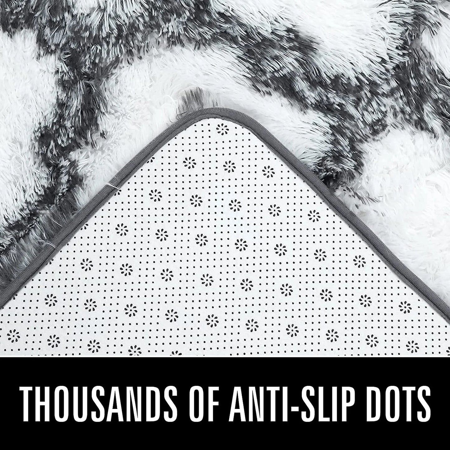 Shag Geometric Area Rug Plush Fluffy Rugs Soft Moroccan Carpets for Bedroom Living Room Home Decor Mat,6'X9',White/Black