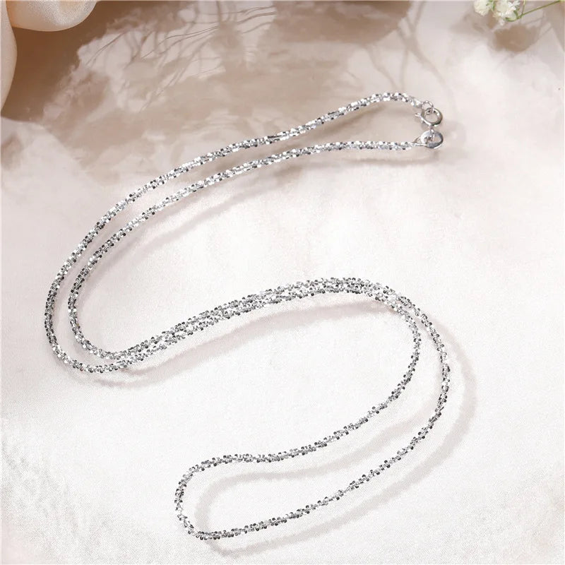 Authentic Italian S925 Sterling Silver Necklace Sparkling Clavicle Chain Sweater Chain High Jewelry for Woman Charm Jewelry Gift
