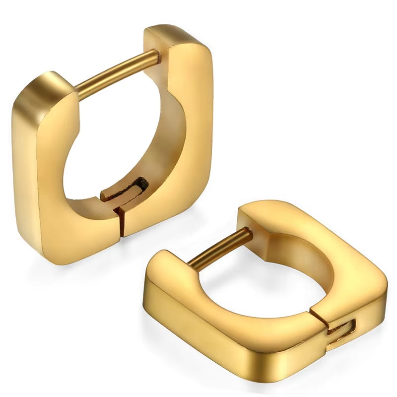 Basic Square Men Stainless Steel Hoop Earrings for Women & Men Deluxe Boucles D'Oreilles Party Jewels Brinco Feminino