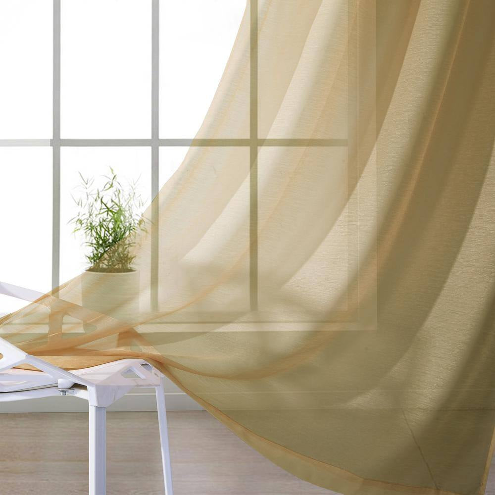 Coffee Extra Wide Grommet Sheer Curtain - 55 In. W X 84 In. L