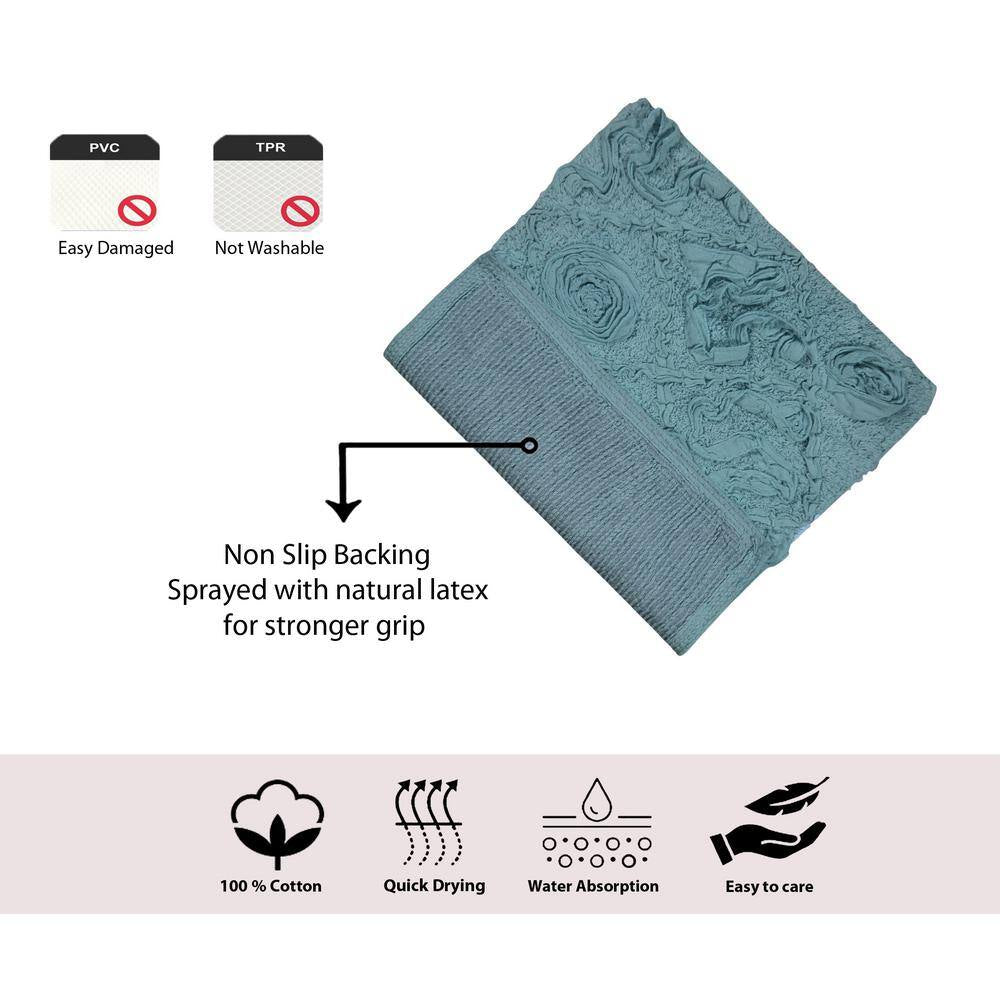 Modesto Bath Rug 100% Cotton Bath Rugs Set, 2-Piece Set(S+M), Blue