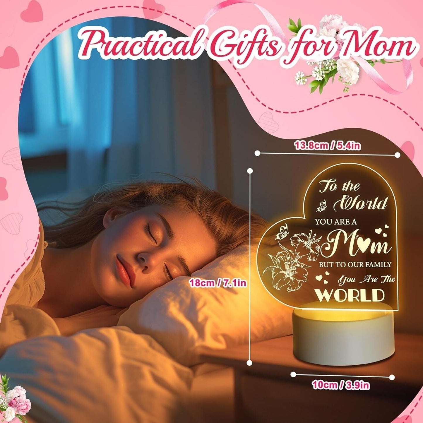 Mothers Day Gifts for Mom from Daughter Son Kids, Engraved Night Light Lamp Gift