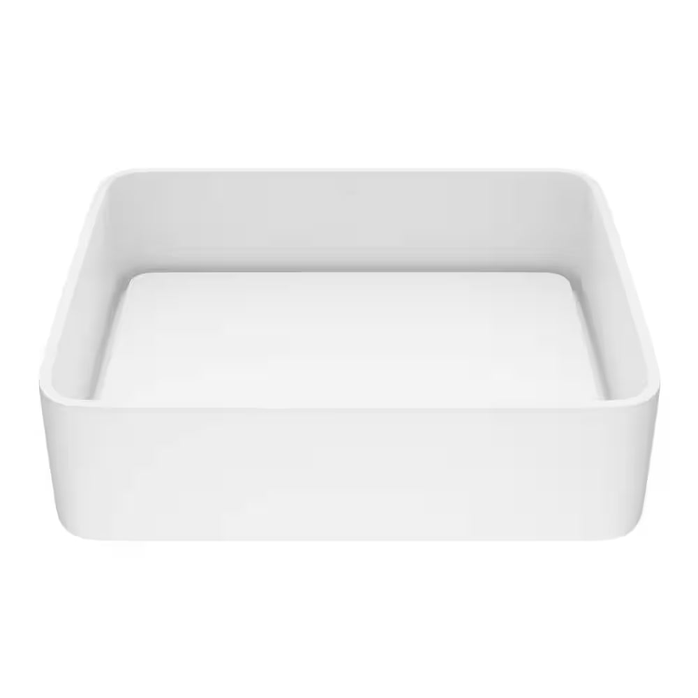 Jasmine Modern White Matte Stone 18 In. L X 15 In. W X 5 In. H Rectangular Vessel Bathroom Sink