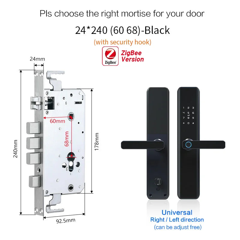 TUYA Zigbee Inteligente Electronic Smart Digital Biometric Fingerprint Door Lock Wireless Keyless for Home