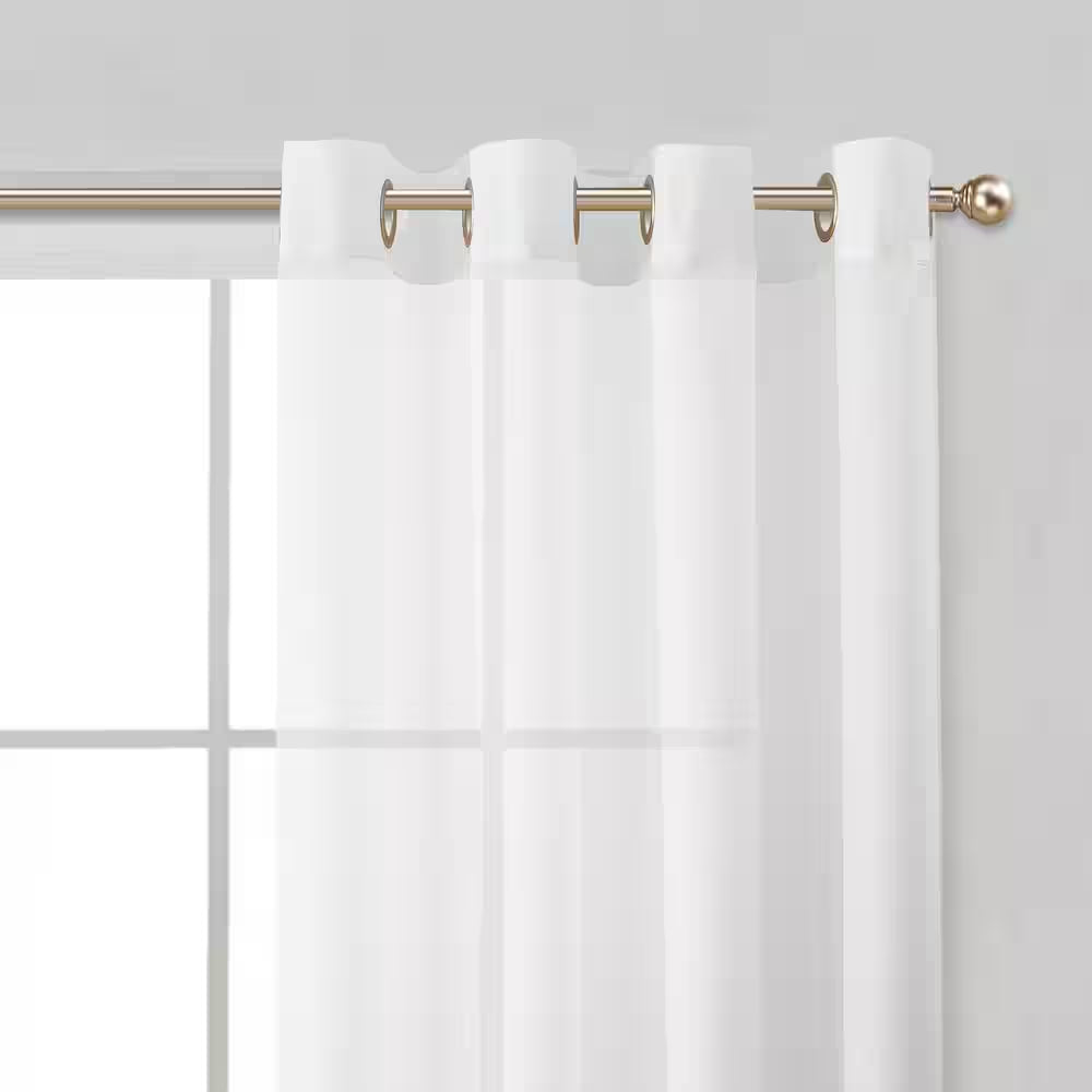 White Solid Grommet Sheer Curtain - 55 In. W X 84 In. L (Set of 2)